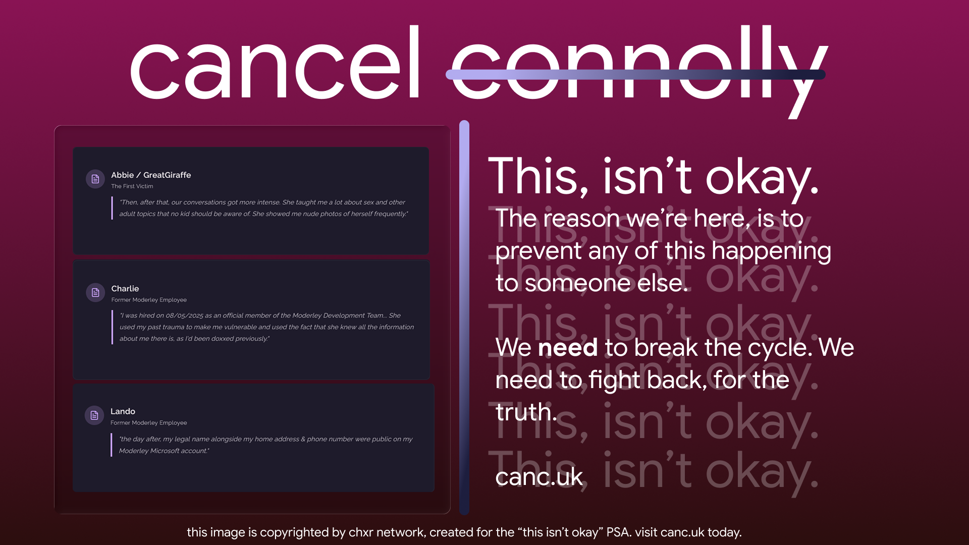 Cancel Connolly — This isn't okay PSA
